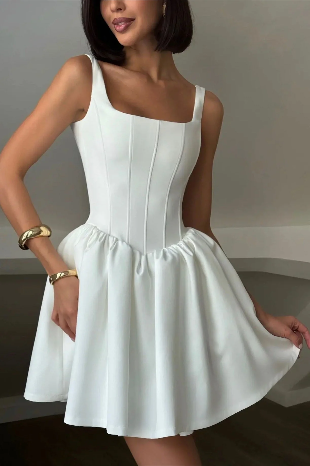 Satin Corset Puff Party Dress - Image 2