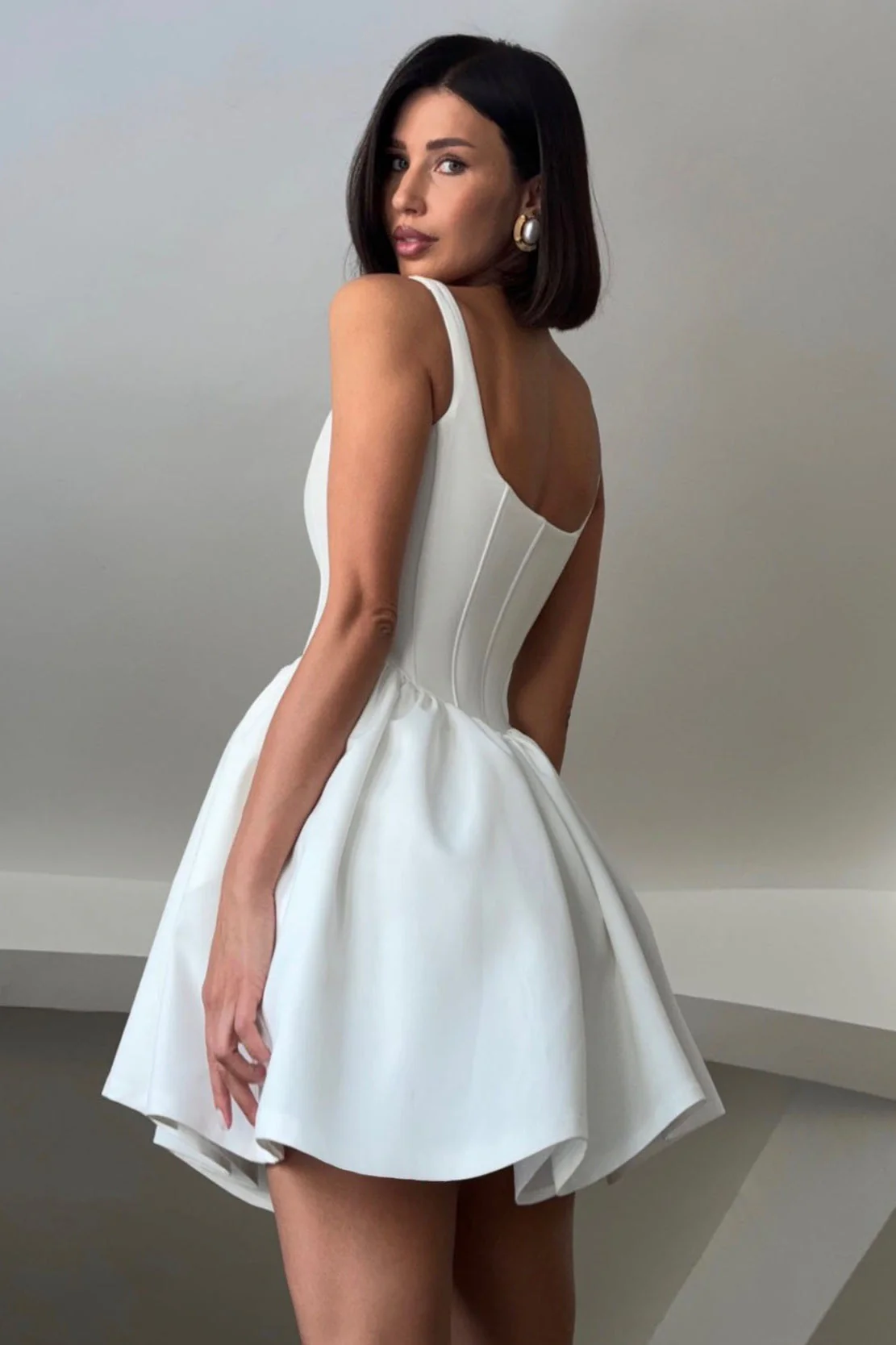 Satin Corset Puff Party Dress - Image 3