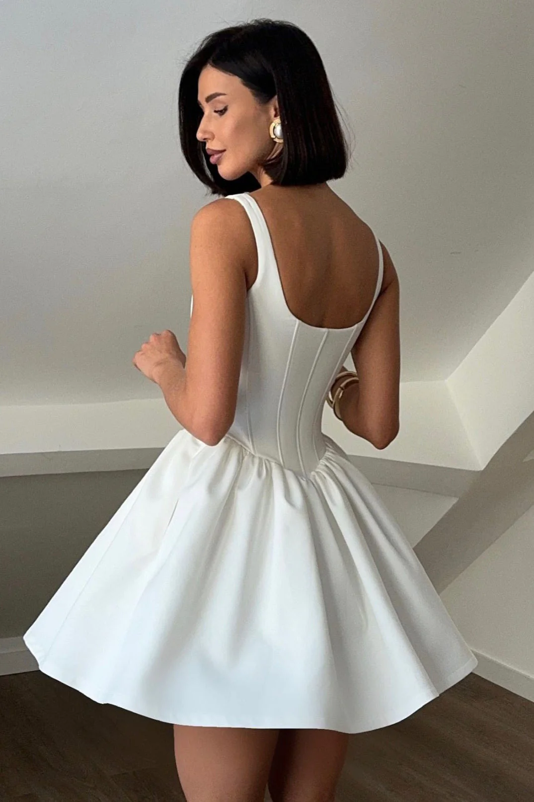 Satin Corset Puff Party Dress - Image 4