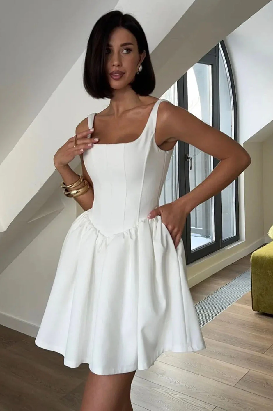 Satin Corset Puff Party Dress - Image 5