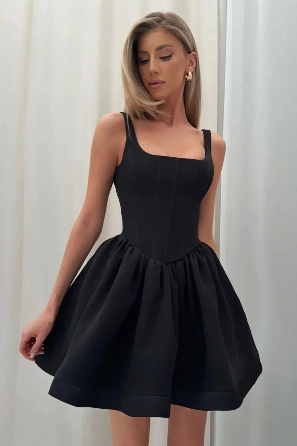 Satin Corset Puff Party Dress - Image 9
