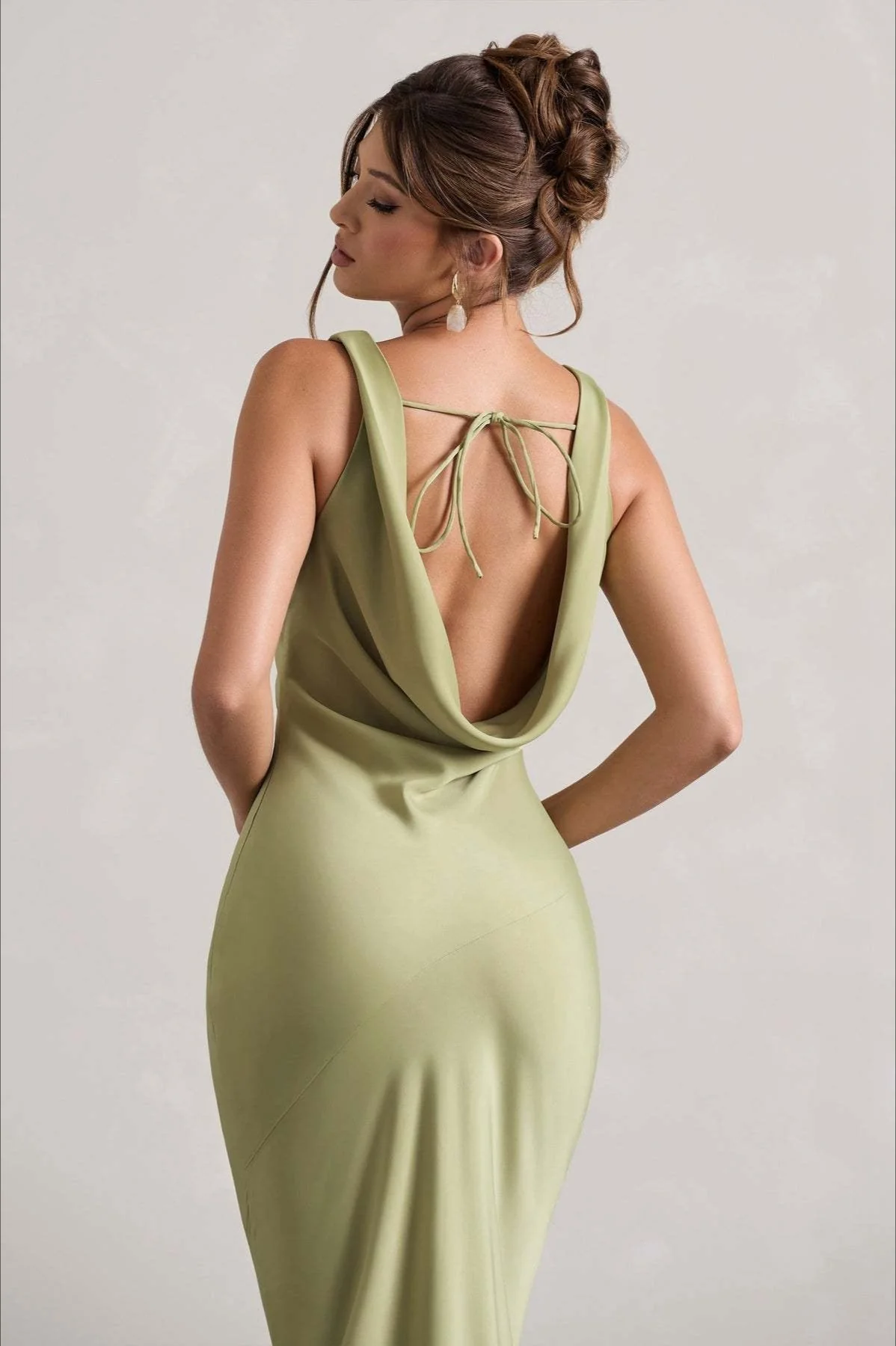Satin Cowl Neck Fishtail Party Dress - Image 18