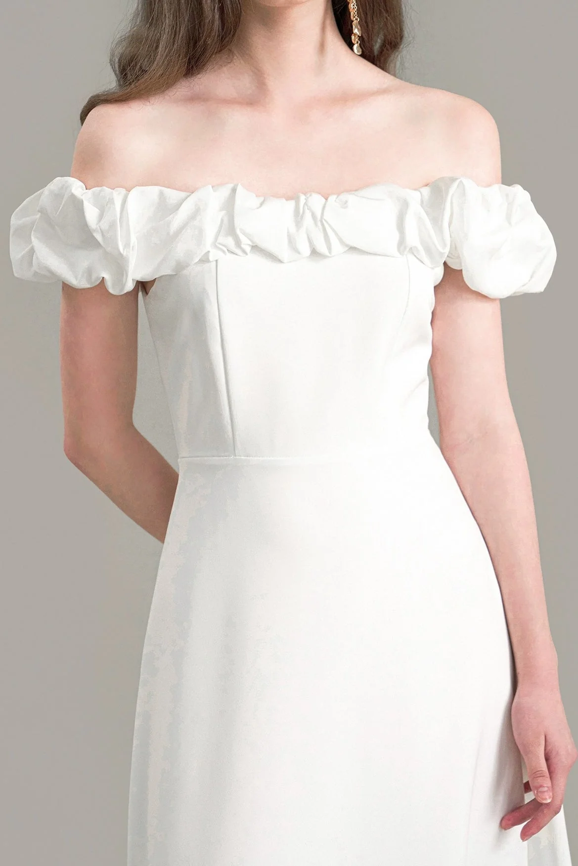 Satin Ruched Off-the-shoulder Cocktail Dress - Image 2