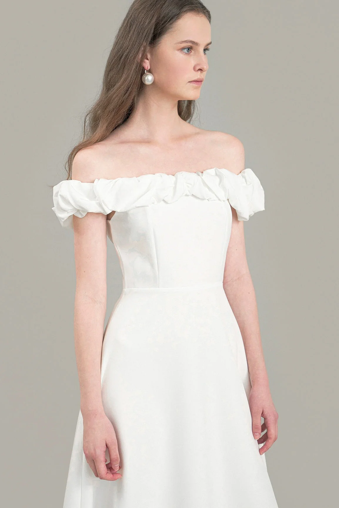 Satin Ruched Off-the-shoulder Cocktail Dress - Image 3