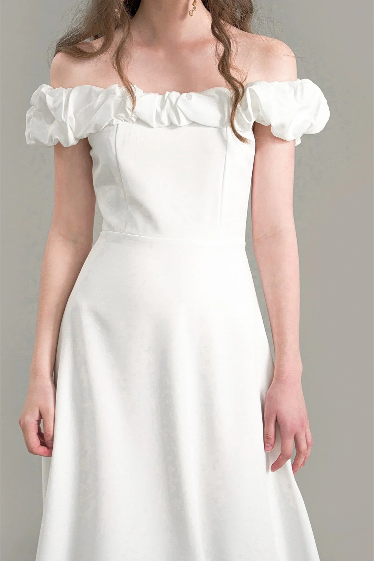 Satin Ruched Off-the-shoulder Cocktail Dress - Image 4