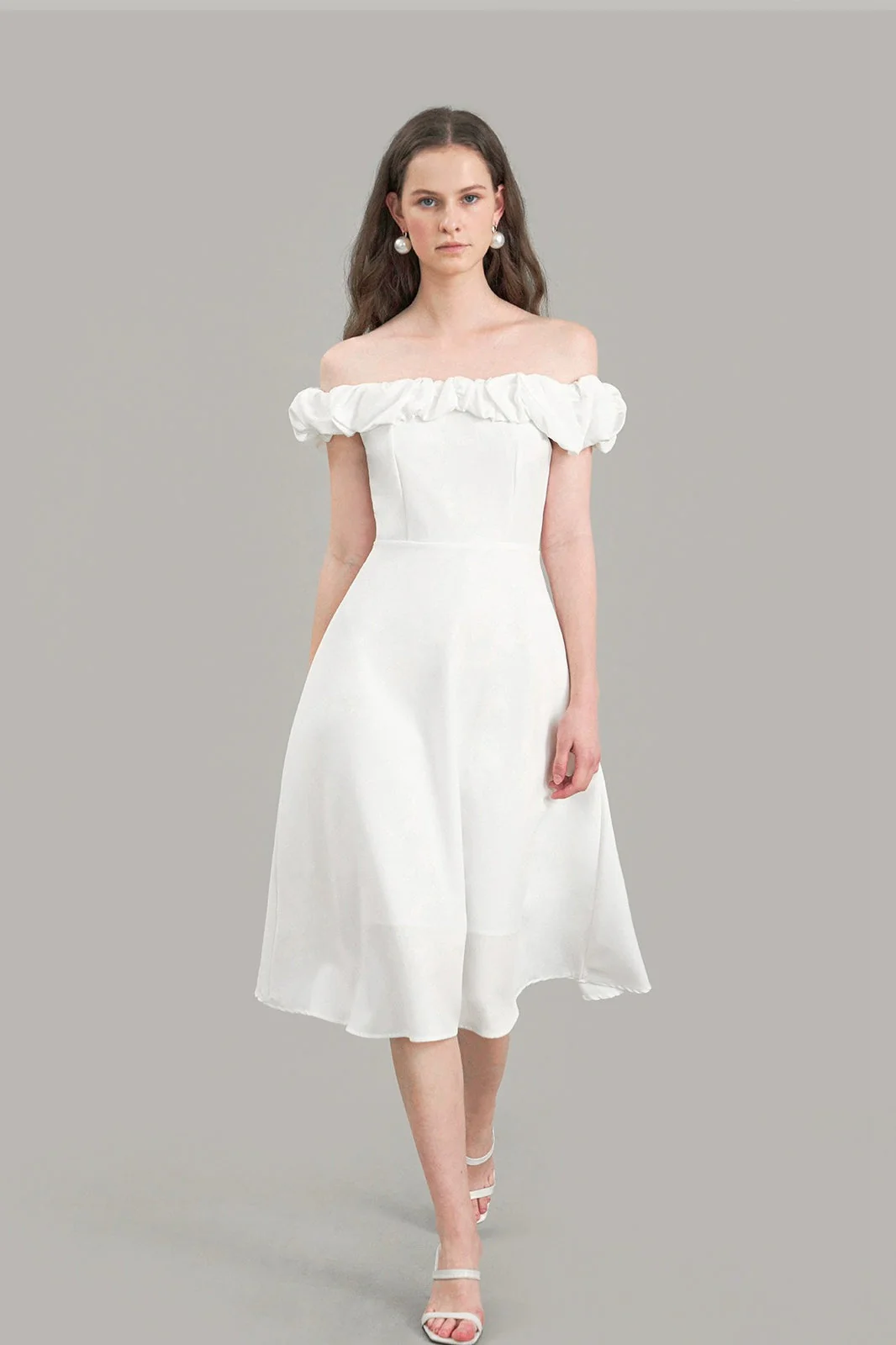Satin Ruched Off-the-shoulder Cocktail Dress - Image 5