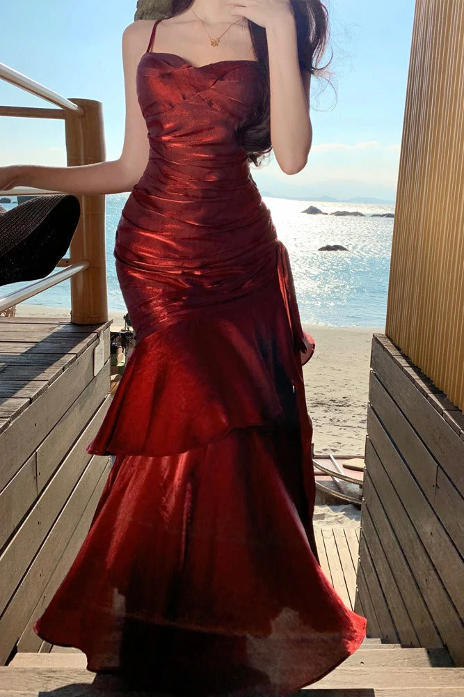Satin Ruffle Trim Party Dress - Image 10