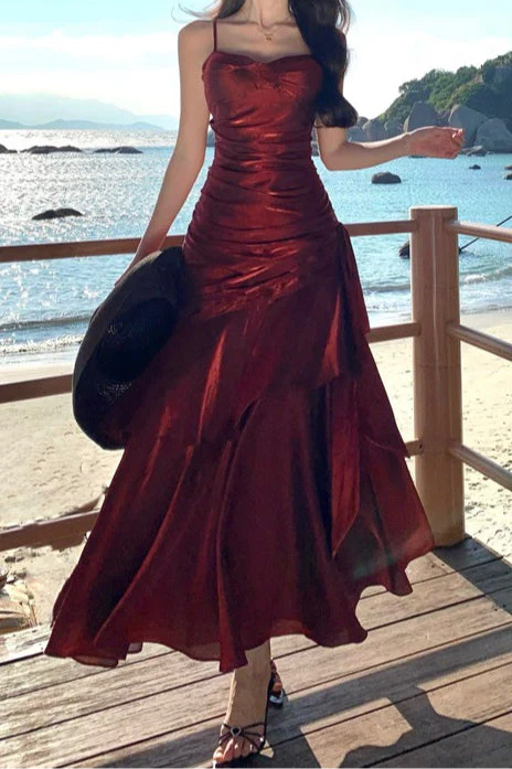 Satin Ruffle Trim Party Dress - Image 11