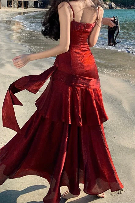 Satin Ruffle Trim Party Dress - Image 13