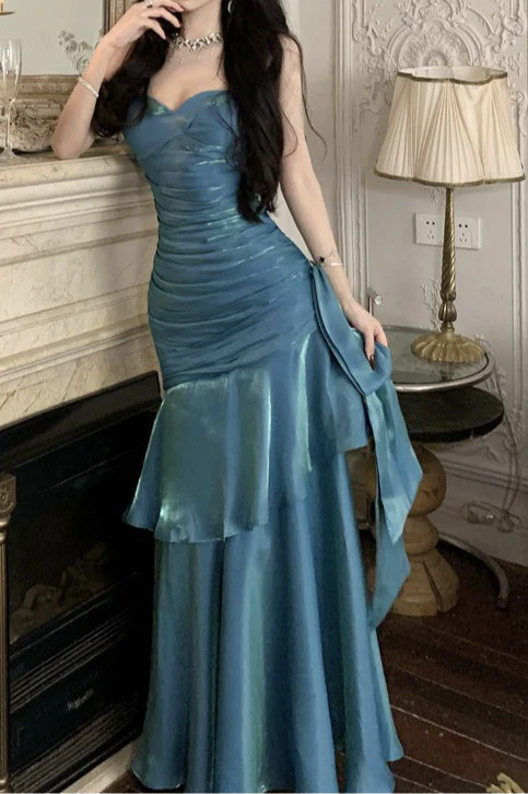 Satin Ruffle Trim Party Dress - Image 2