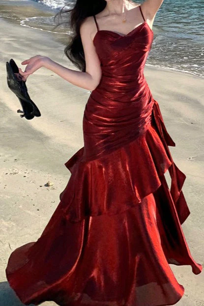 Satin Ruffle Trim Party Dress - Image 8