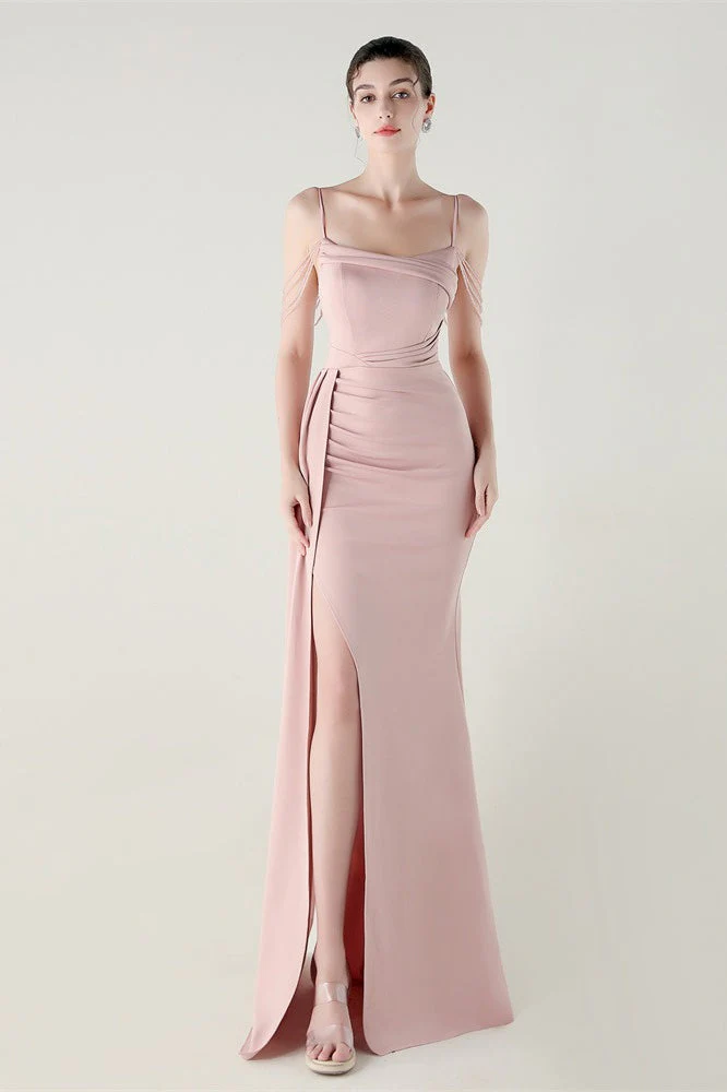Satin Spaghetti Strap Mermaid Party Dress - Image 11