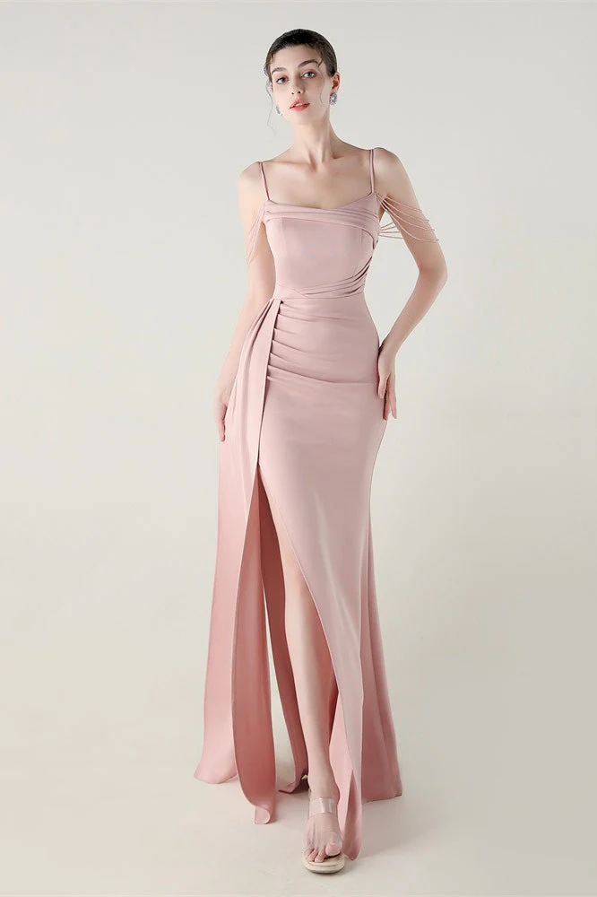 Satin Spaghetti Strap Mermaid Party Dress - Image 12