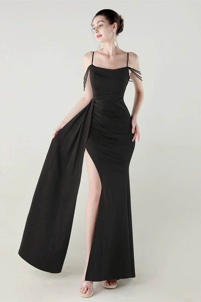 Satin Spaghetti Strap Mermaid Party Dress - Image 14