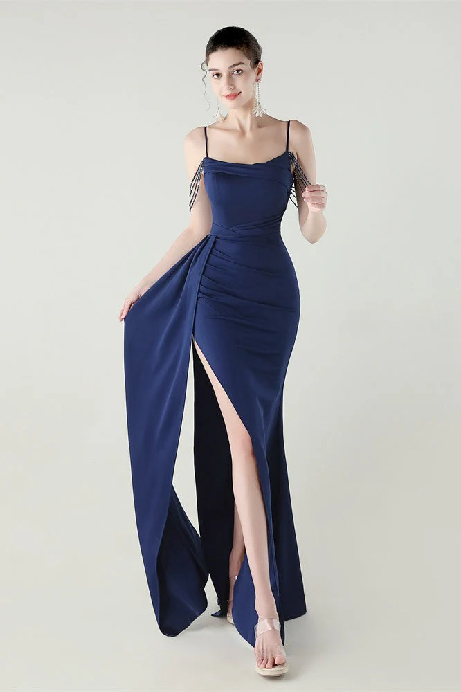 Satin Spaghetti Strap Mermaid Party Dress - Image 17