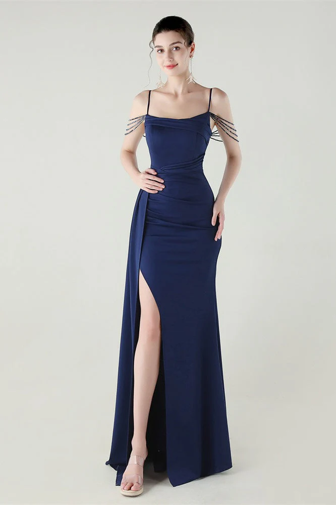 Satin Spaghetti Strap Mermaid Party Dress - Image 18