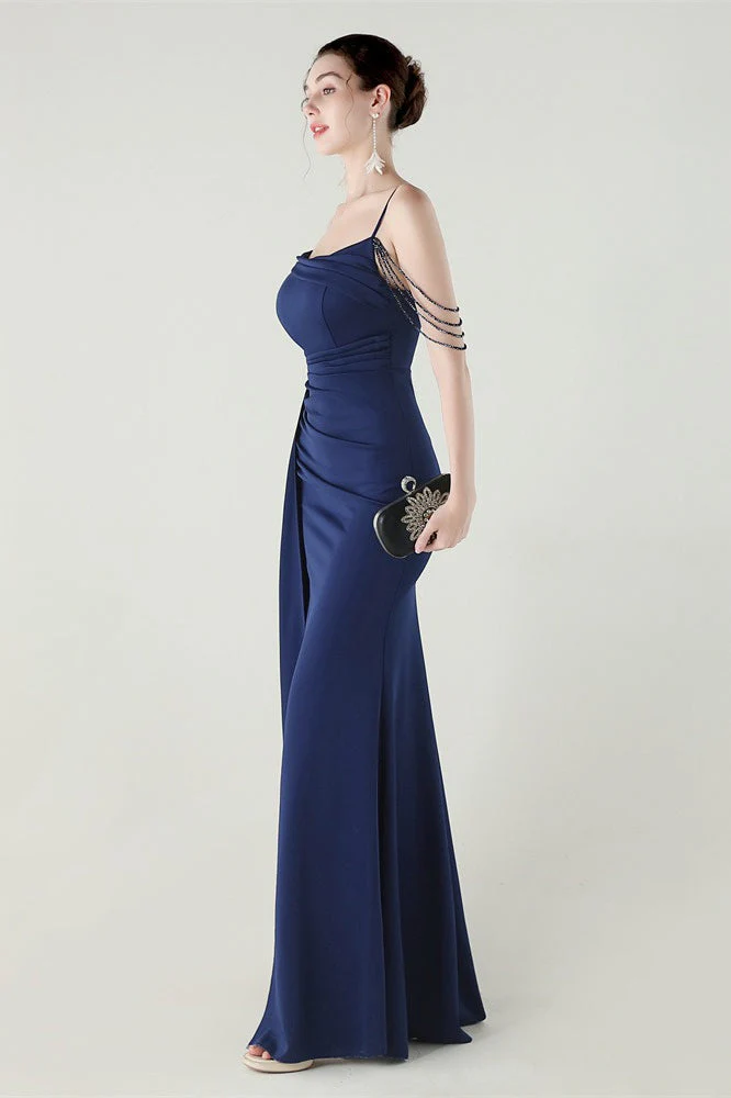 Satin Spaghetti Strap Mermaid Party Dress - Image 19