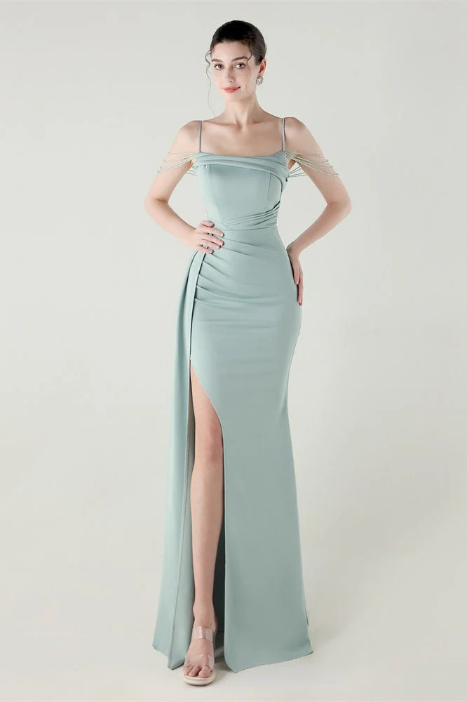 Satin Spaghetti Strap Mermaid Party Dress - Image 2