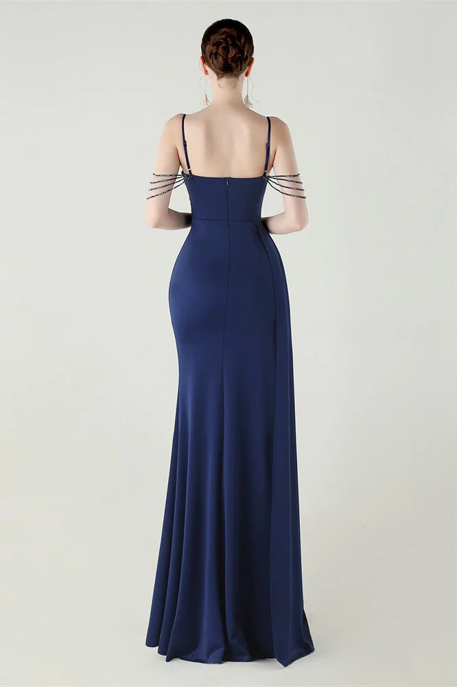 Satin Spaghetti Strap Mermaid Party Dress - Image 20