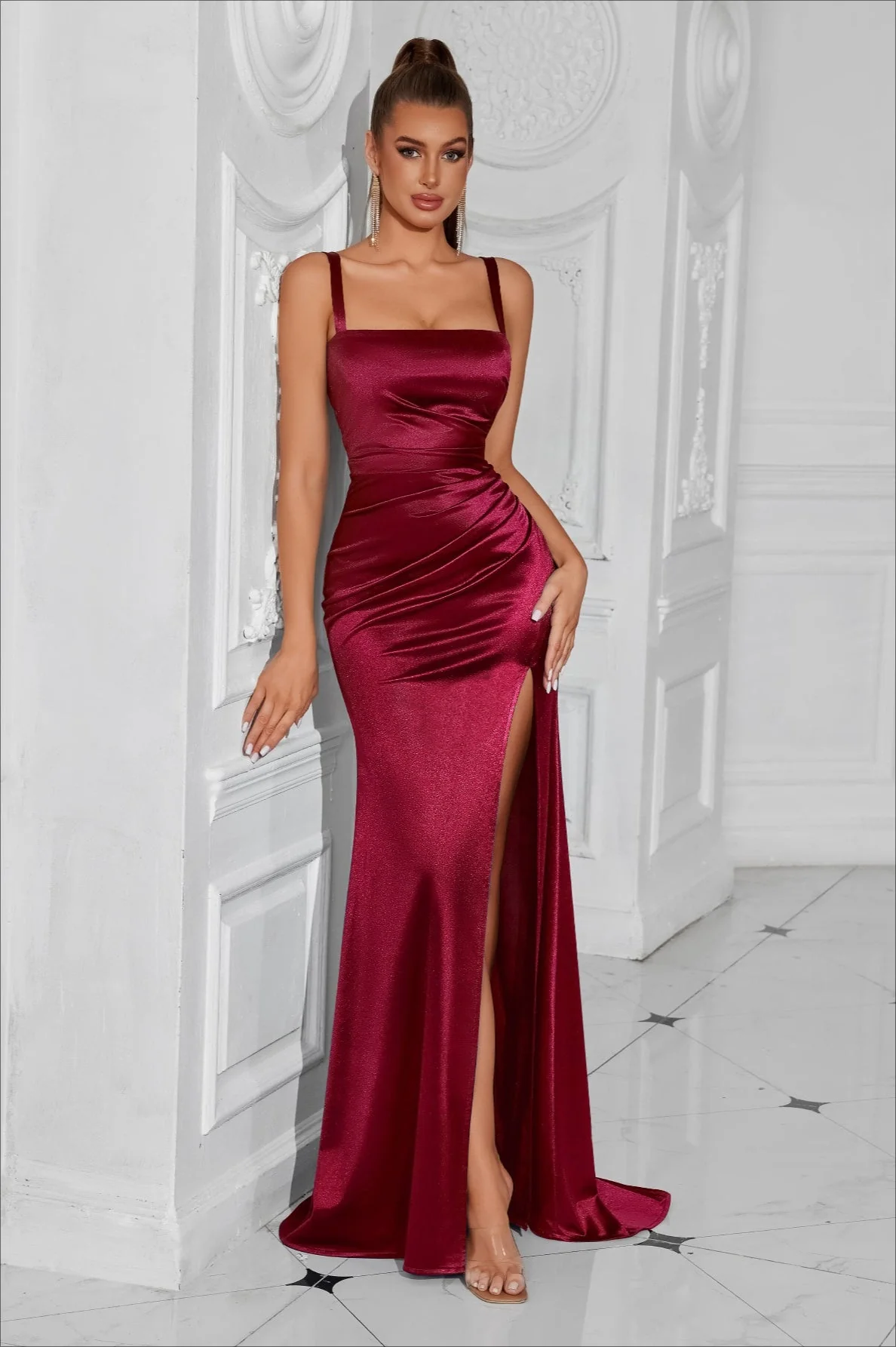 Satin Split Bodycon Party Dress - Image 8