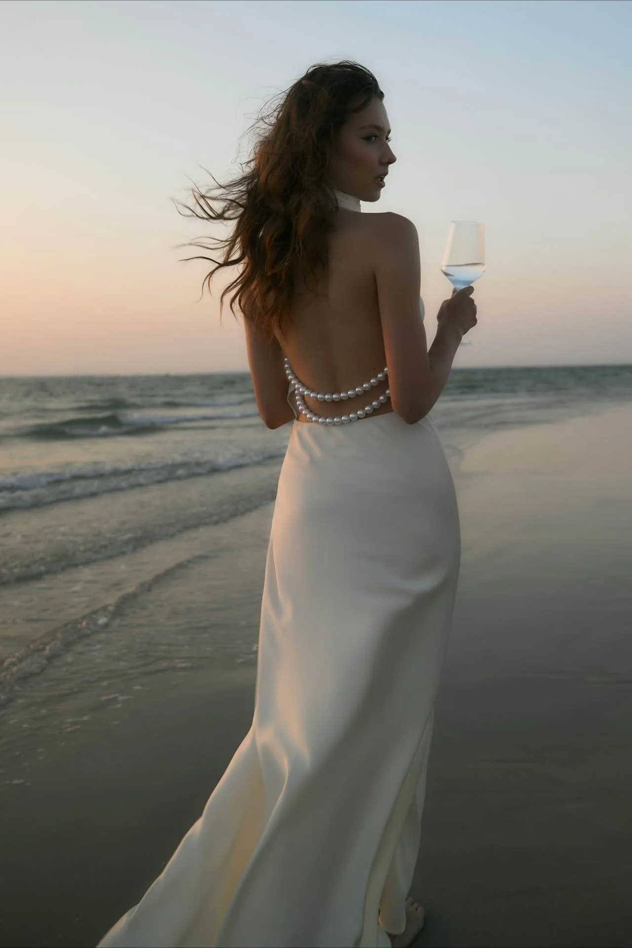 Satin V-Neck Halter Backless Maxi Party Dress - Image 8
