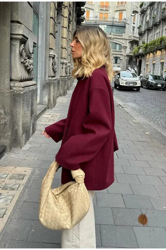Scarf Collar Single Breasted Wool Coat - Image 4
