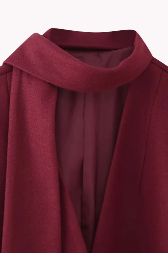 Scarf Collar Single Breasted Wool Coat - Image 6