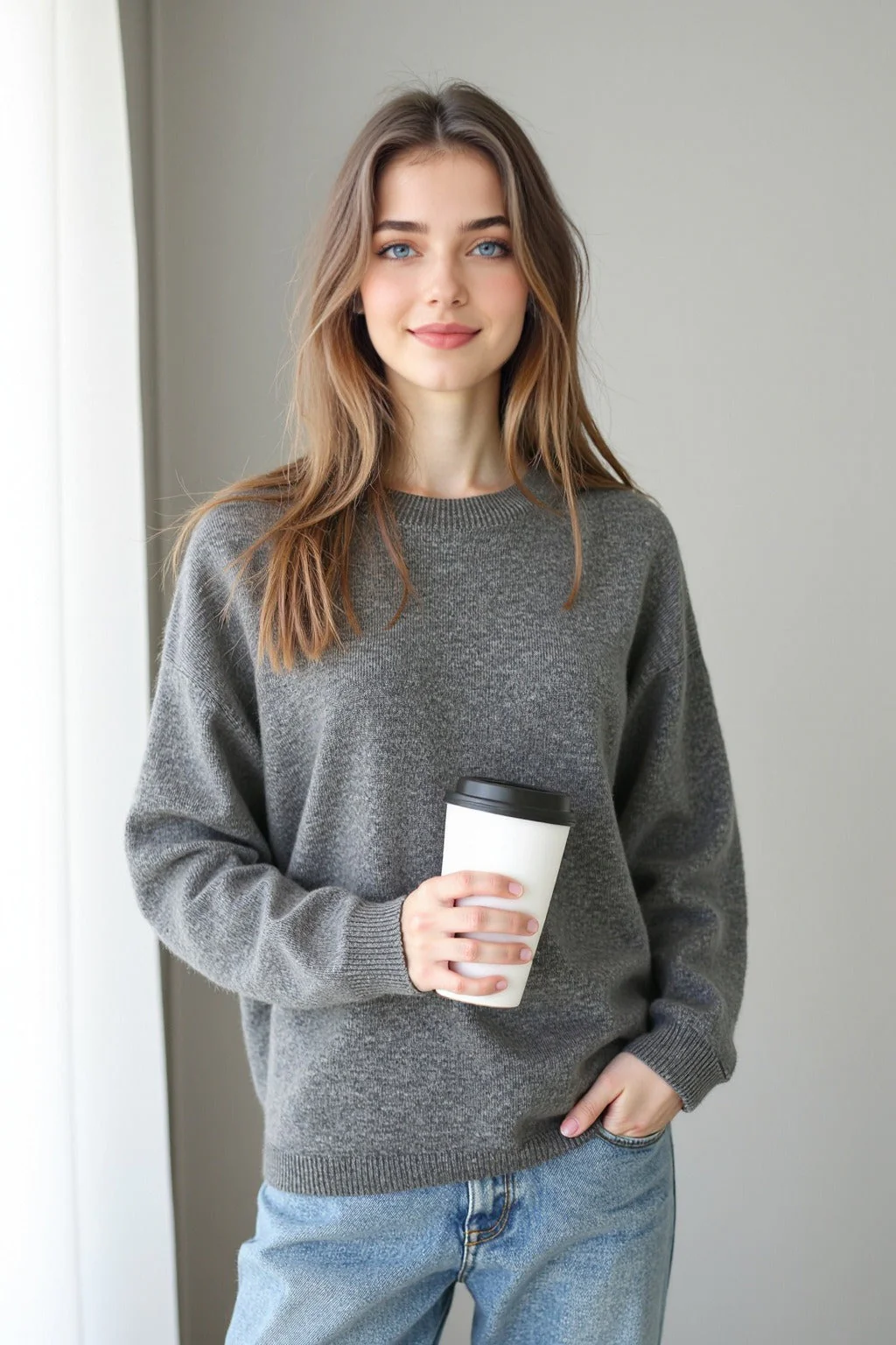 Seamless Knit Wool Pullover Sweater - Image 3