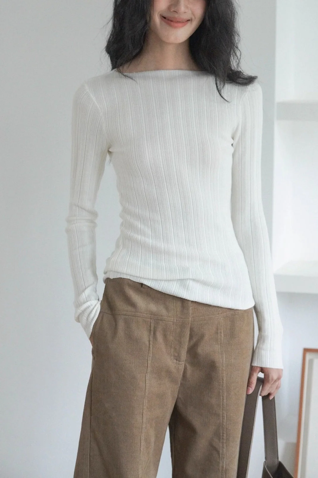 Semi-Sheer Unique Fitted Knit Top - Image 8