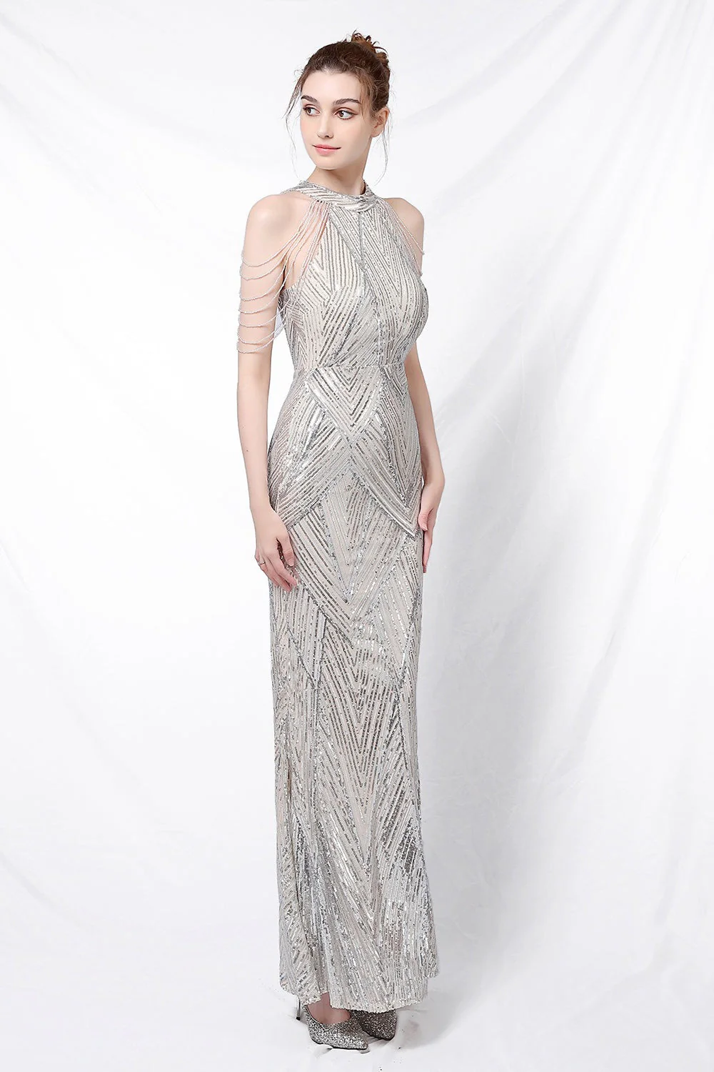 Sequin Halter Mermaid Maxi Party Dress - Image 12