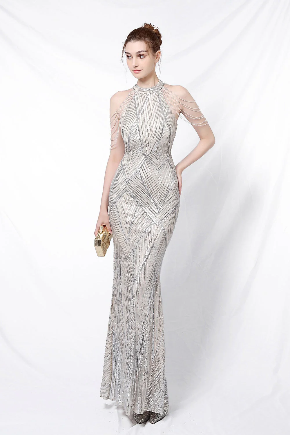Sequin Halter Mermaid Maxi Party Dress - Image 13