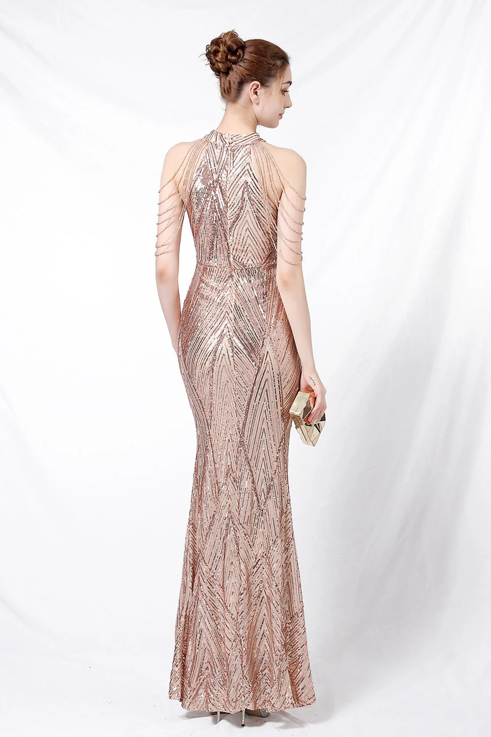 Sequin Halter Mermaid Maxi Party Dress - Image 16