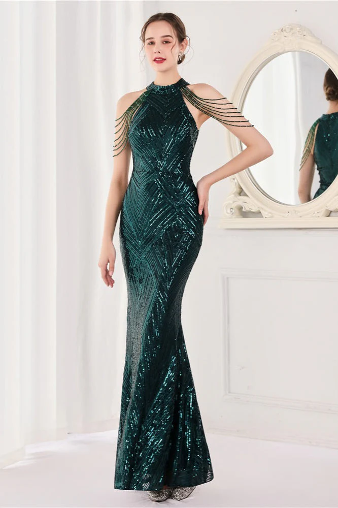 Sequin Halter Mermaid Maxi Party Dress - Image 17