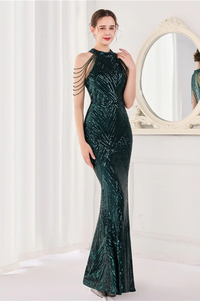 Sequin Halter Mermaid Maxi Party Dress - Image 18
