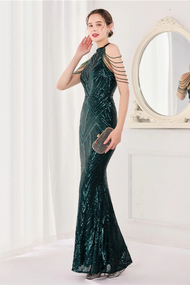Sequin Halter Mermaid Maxi Party Dress - Image 19