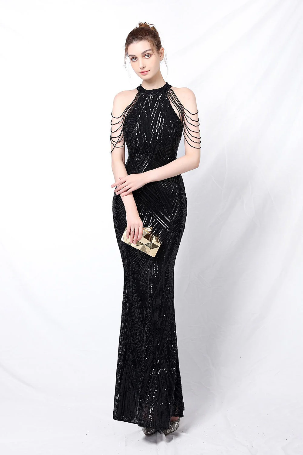 Sequin Halter Mermaid Maxi Party Dress - Image 2