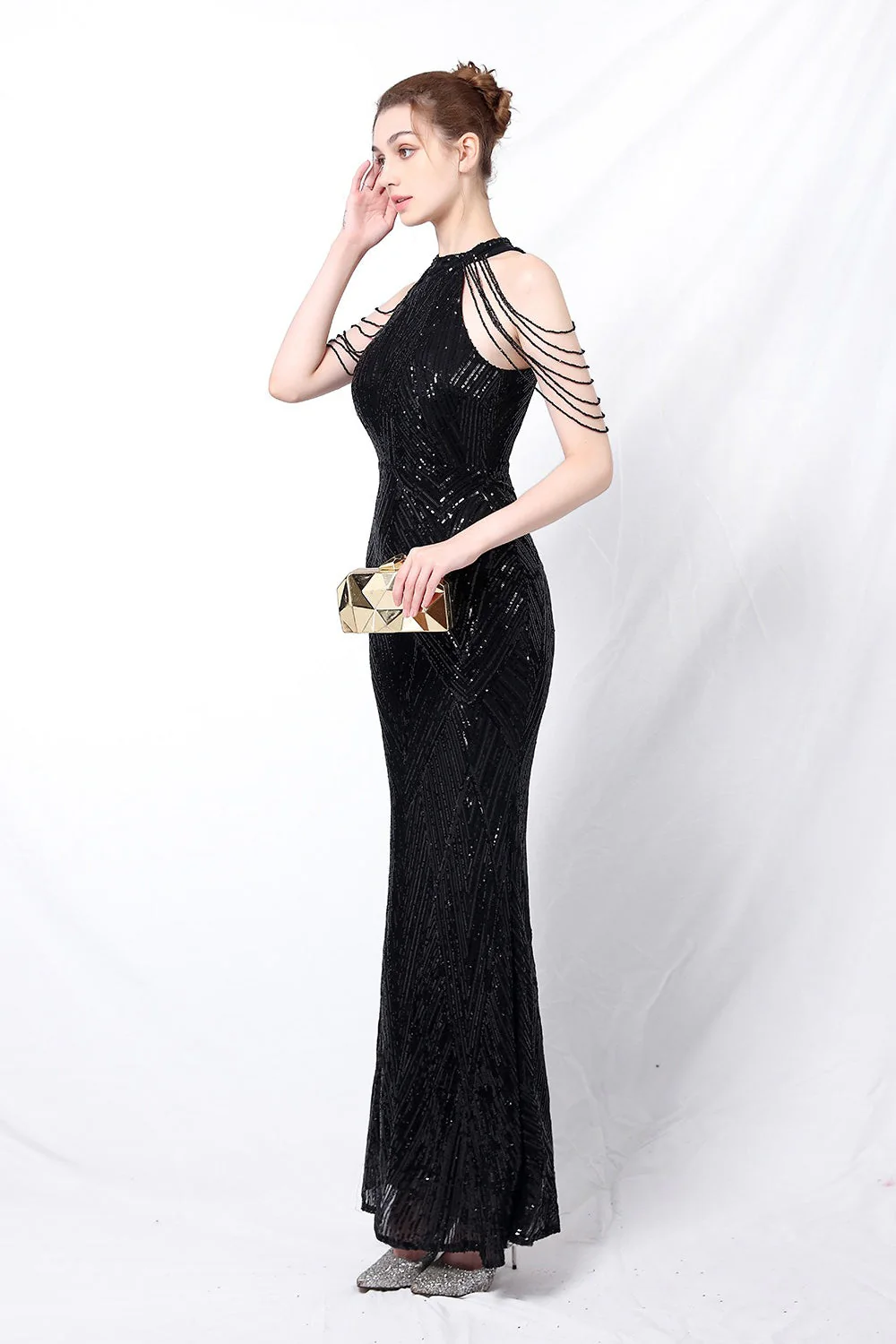Sequin Halter Mermaid Maxi Party Dress - Image 3