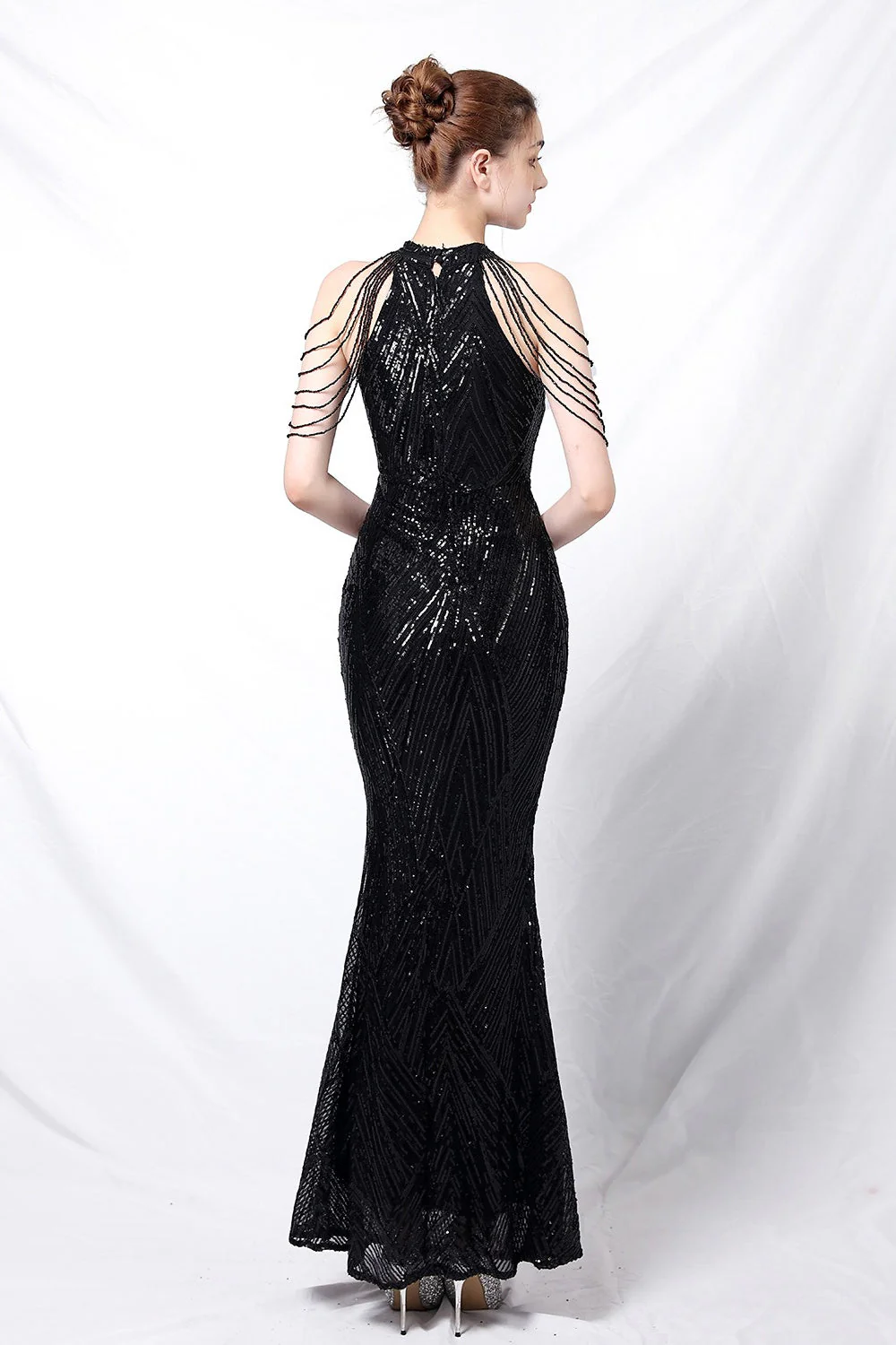 Sequin Halter Mermaid Maxi Party Dress - Image 4