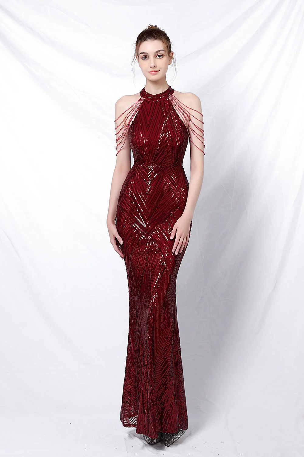 Sequin Halter Mermaid Maxi Party Dress - Image 5