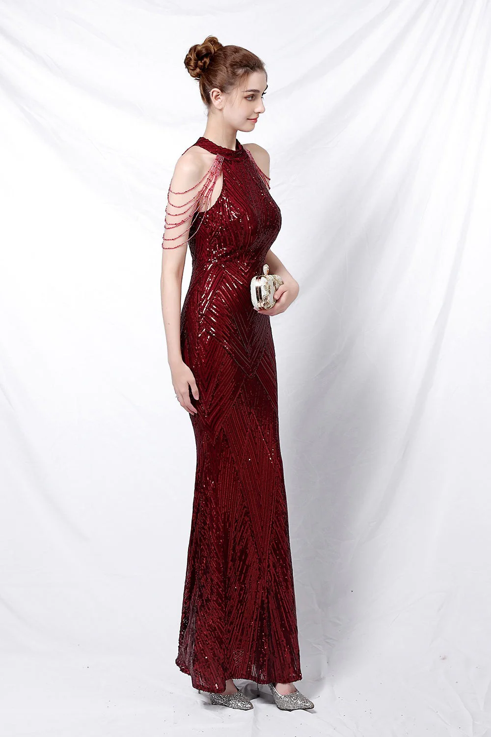 Sequin Halter Mermaid Maxi Party Dress - Image 6
