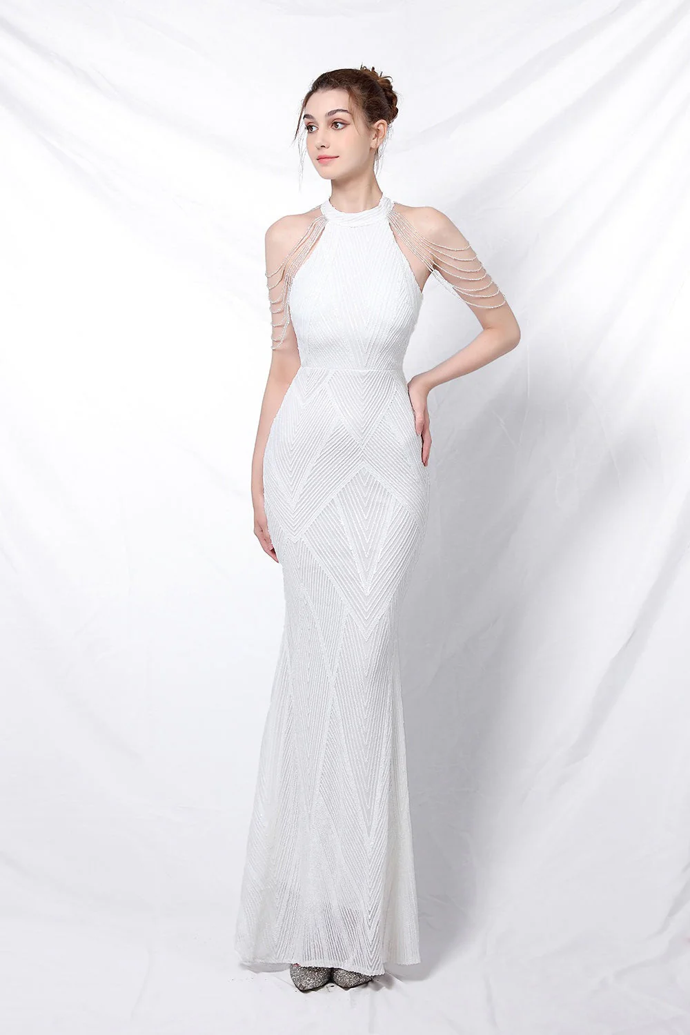 Sequin Halter Mermaid Maxi Party Dress - Image 8