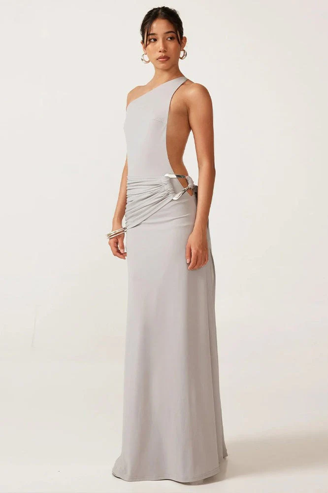 Sexy Backless Metal Detail Bodycon Maxi Dress - Image 8
