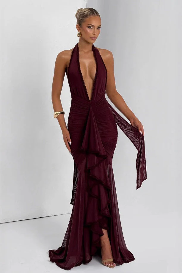 Sexy Deep V Halter Mermaid Party Dress - Image 2