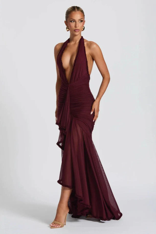 Sexy Deep V Halter Mermaid Party Dress - Image 3
