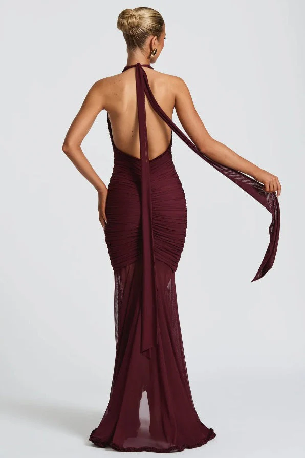 Sexy Deep V Halter Mermaid Party Dress - Image 5