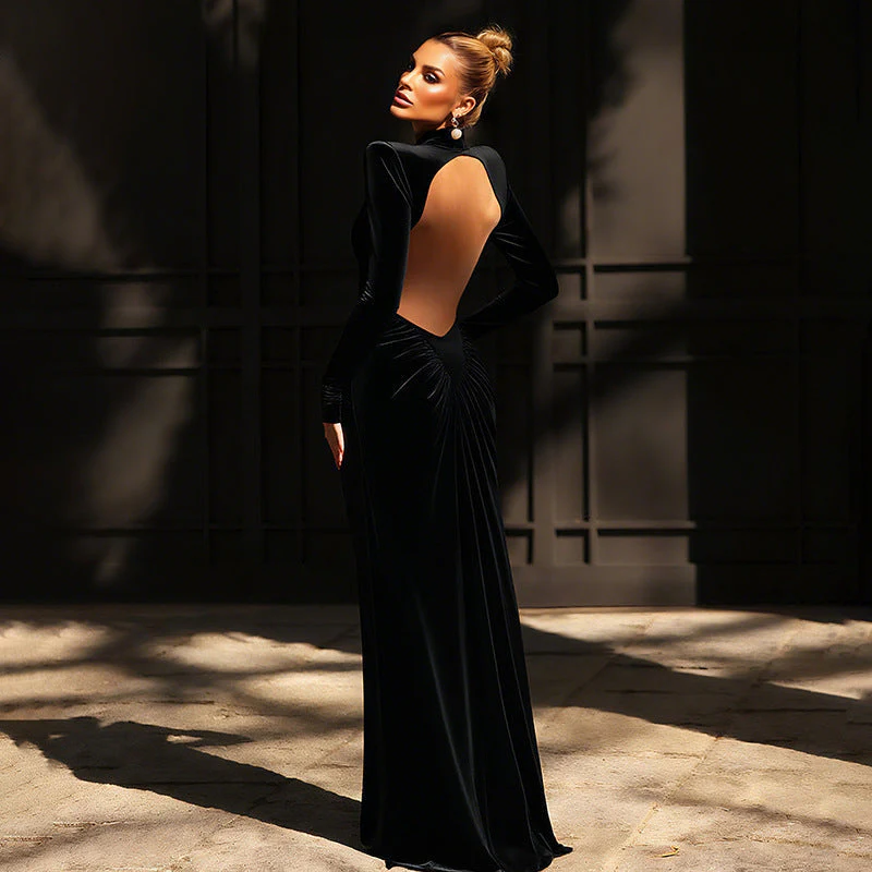 Sexy High Neck Backless Maxi Dress - Image 9