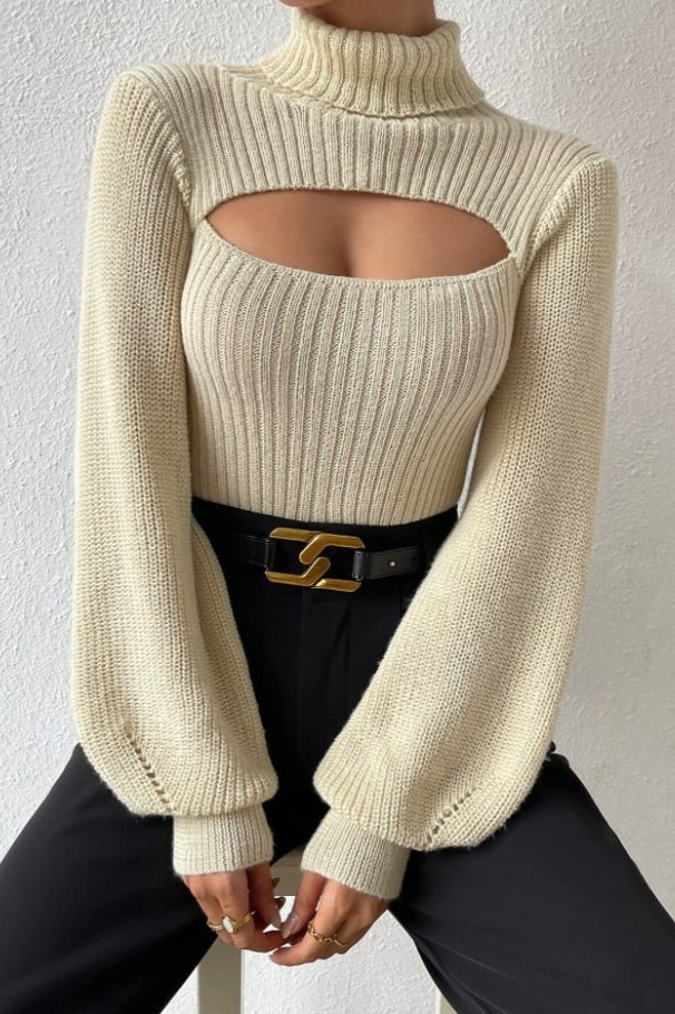Sexy Hollow Out Turtleneck Sweater - Image 7