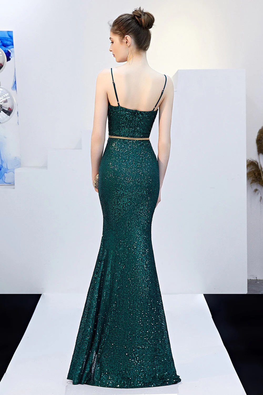 Sexy Slim Fishtail Party Dress with Belt - Image 9