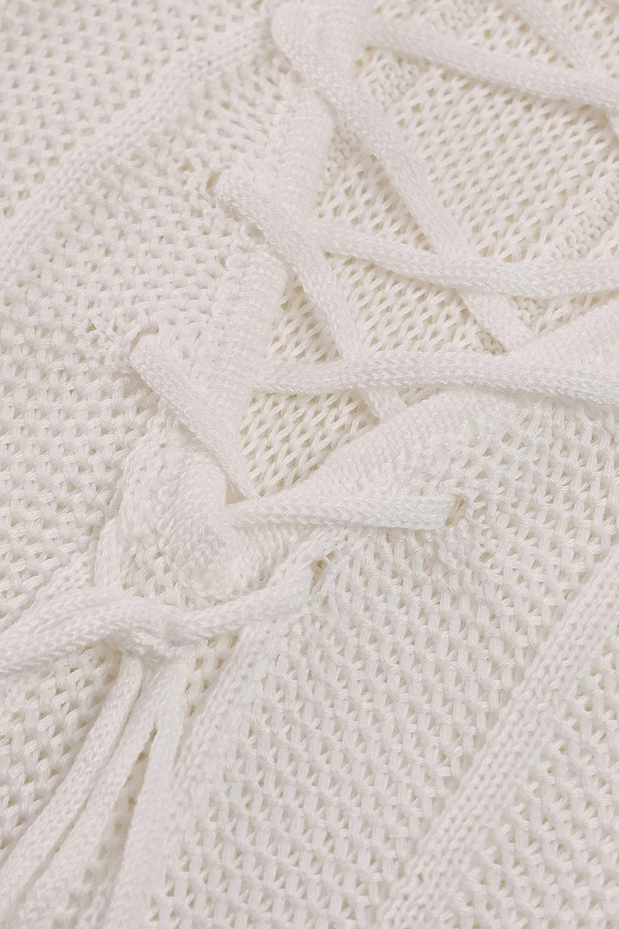 Sexy Split Backless Tie Knit Cardigan Sweater Dress - Image 11