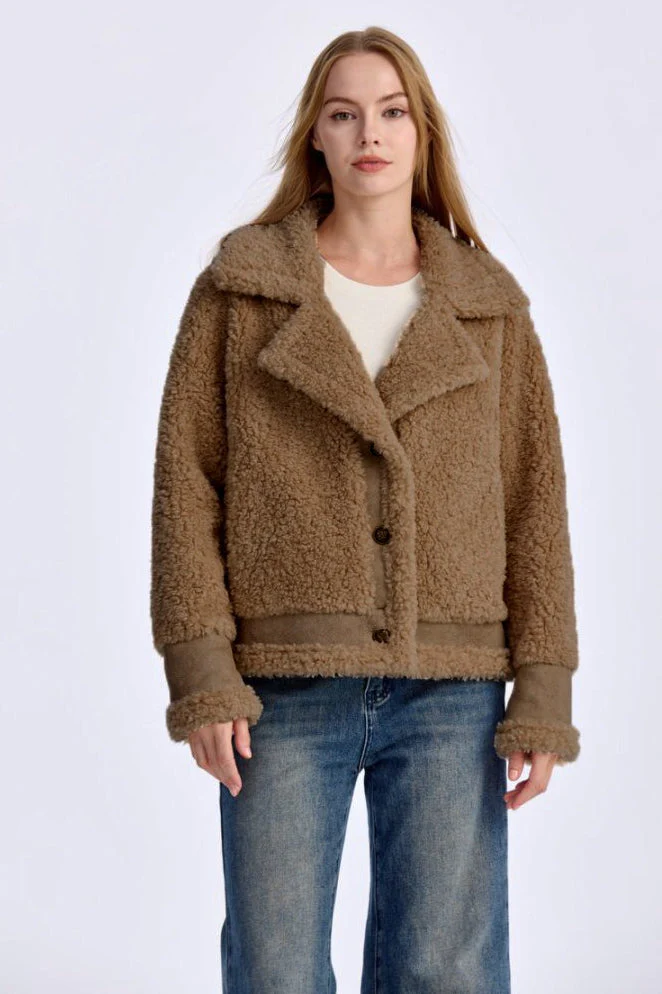 Shearling Lapel Collar Jacket - Image 2